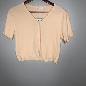 NWT romwe short sleeve button up crop cardigan